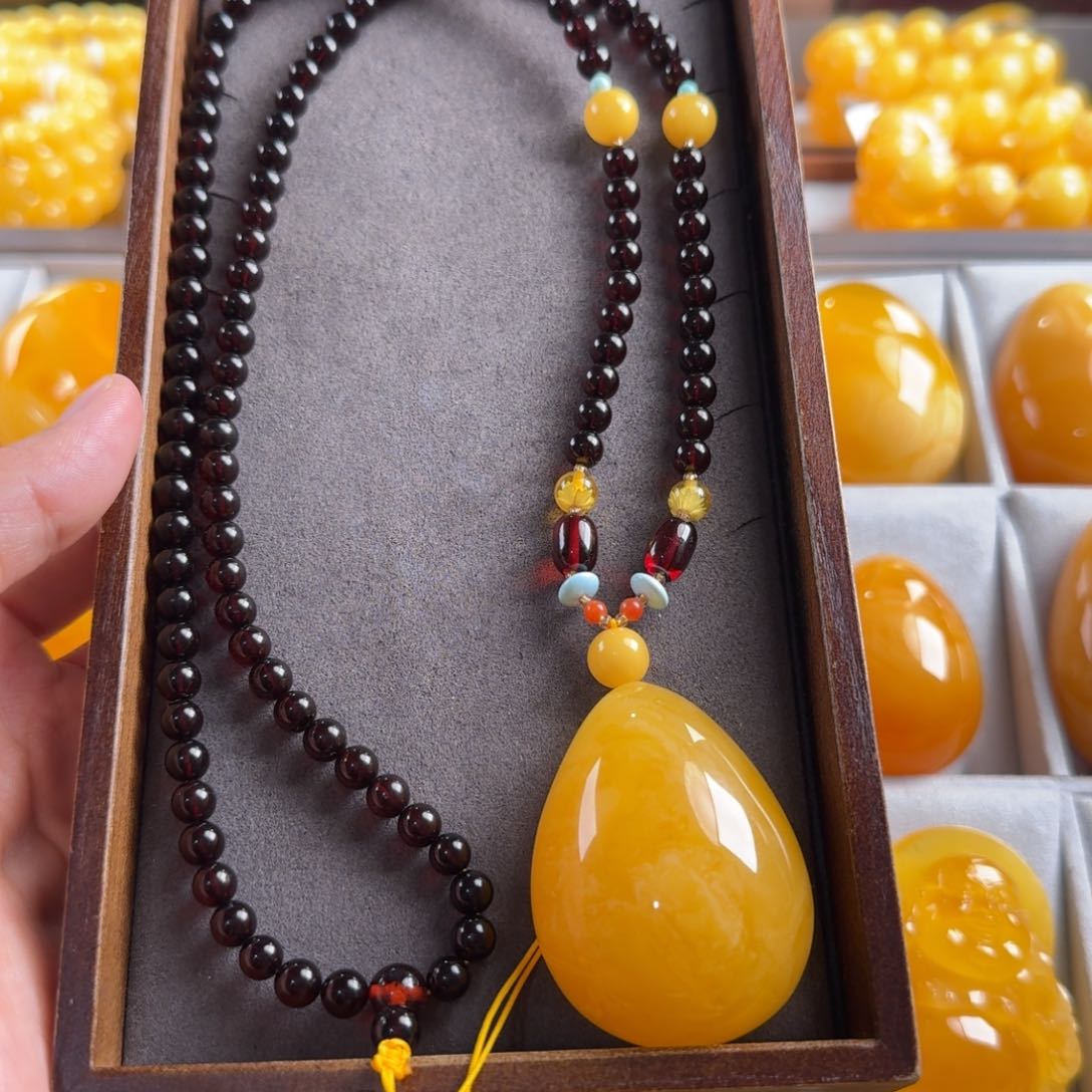 蜜蜡毛衣链未镶嵌贝***妈