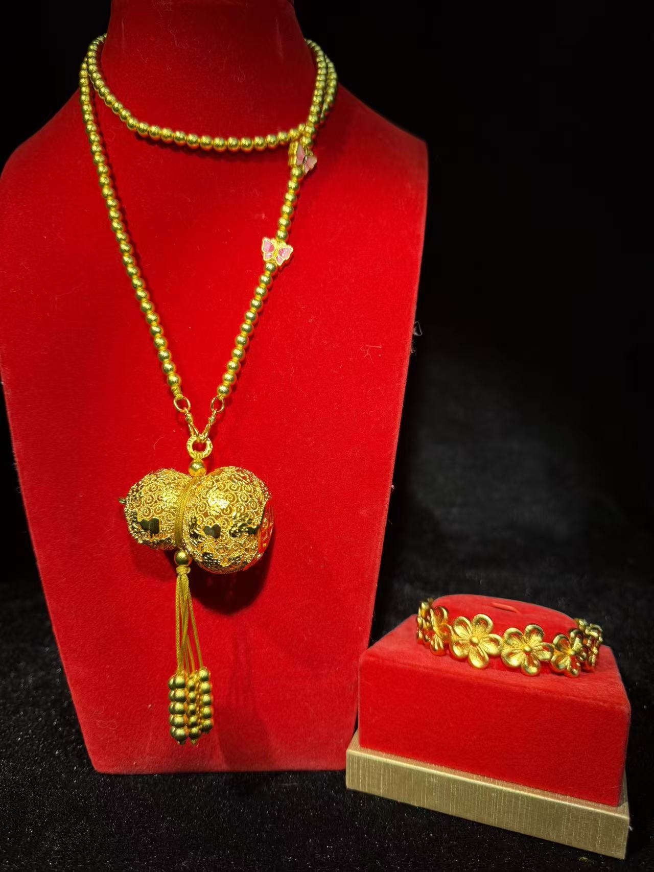 【吴总专属】新国风大葫芦吊坠项链+精致太阳花手镯