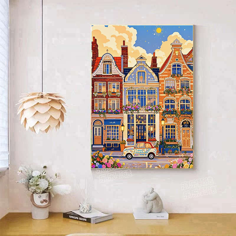 2025新款diy钻石画满钻【小花房（方钻）】风景手工DIY装饰画