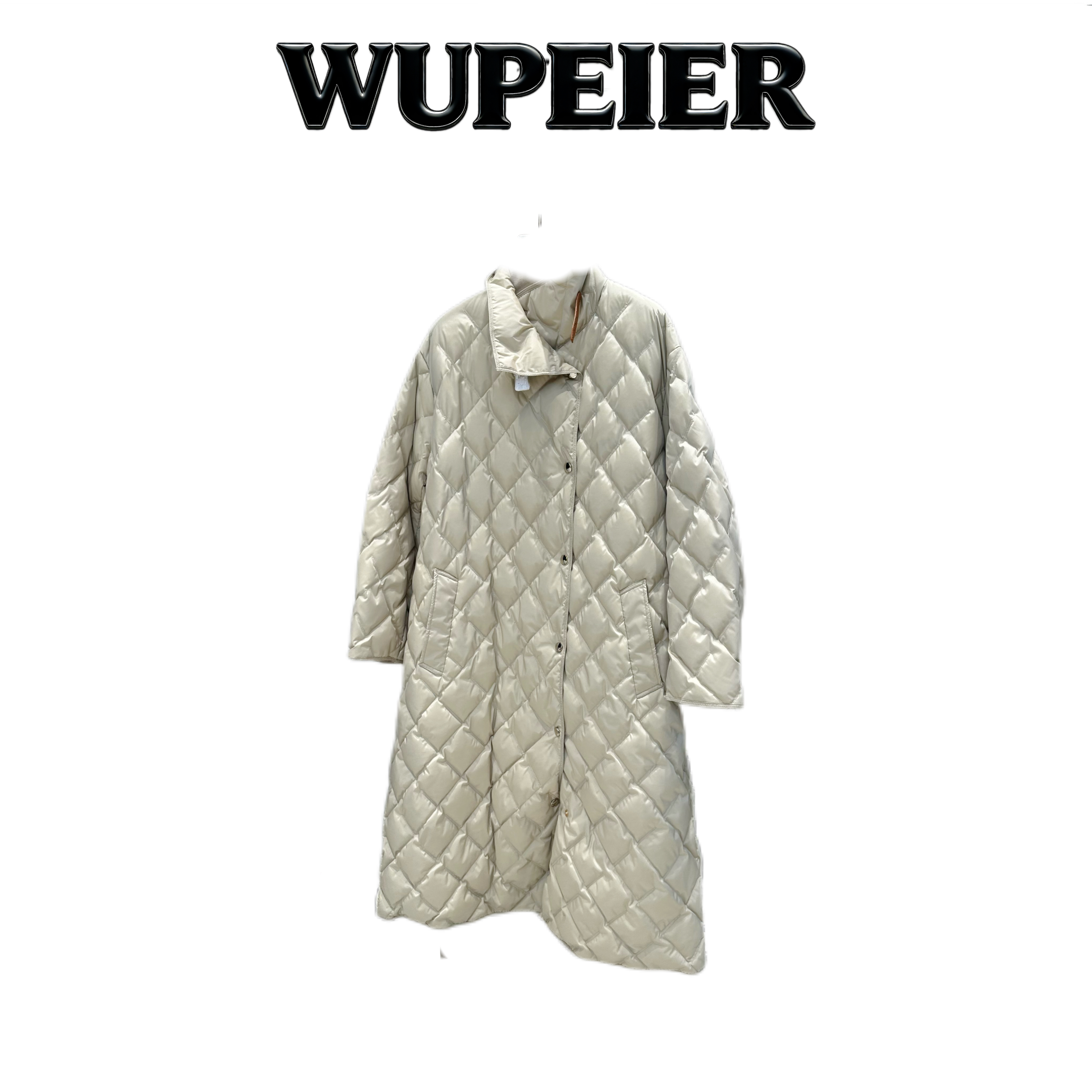 秋冬时尚百搭菱格中长款鹅绒羽绒服-503