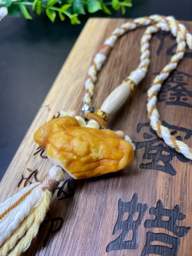 DIY 设计款天然蜜蜡白蜡脑纹海漂吊坠