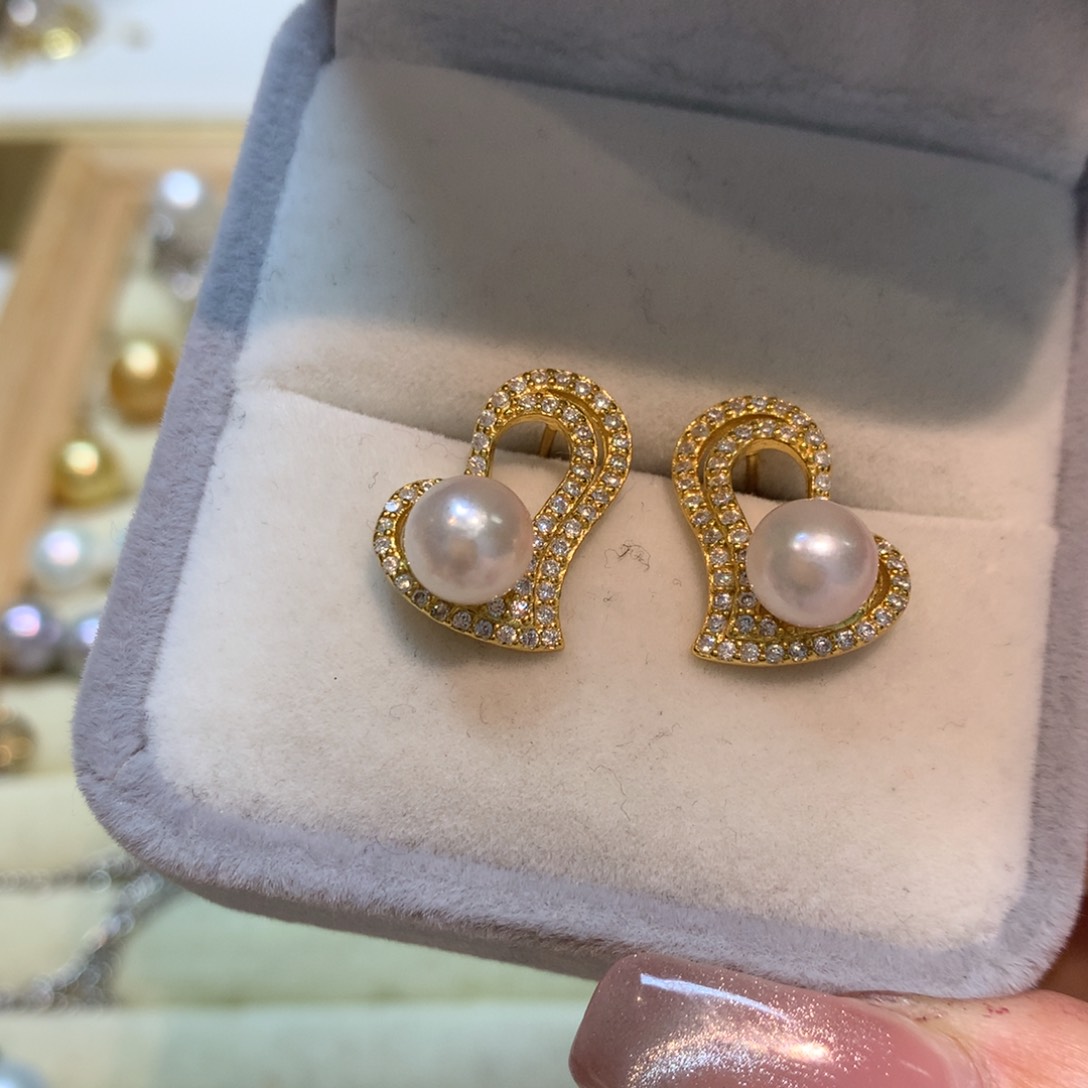 海水珍珠耳饰银S925镶嵌