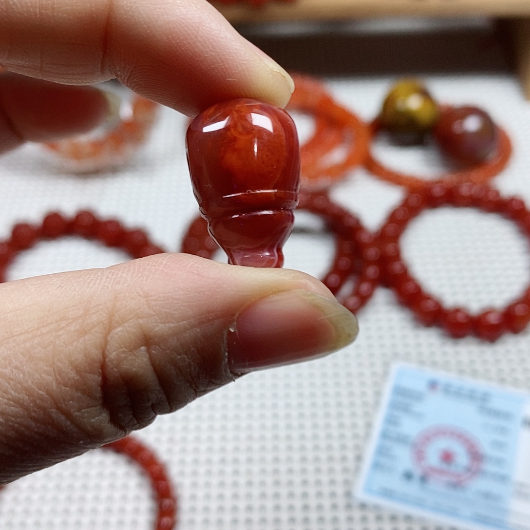 南红玛瑙未镶嵌单珠卡12