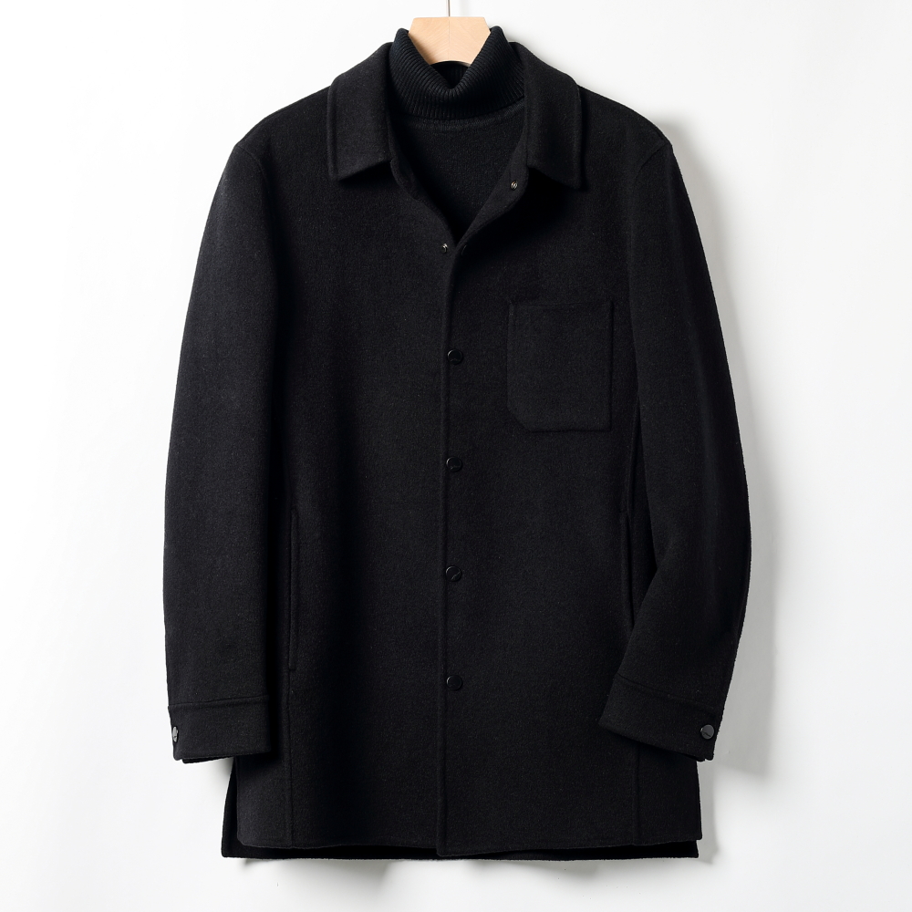 【清货福利】双面呢羊毛大衣秋冬男士中长款微宽松翻领单排扣2805