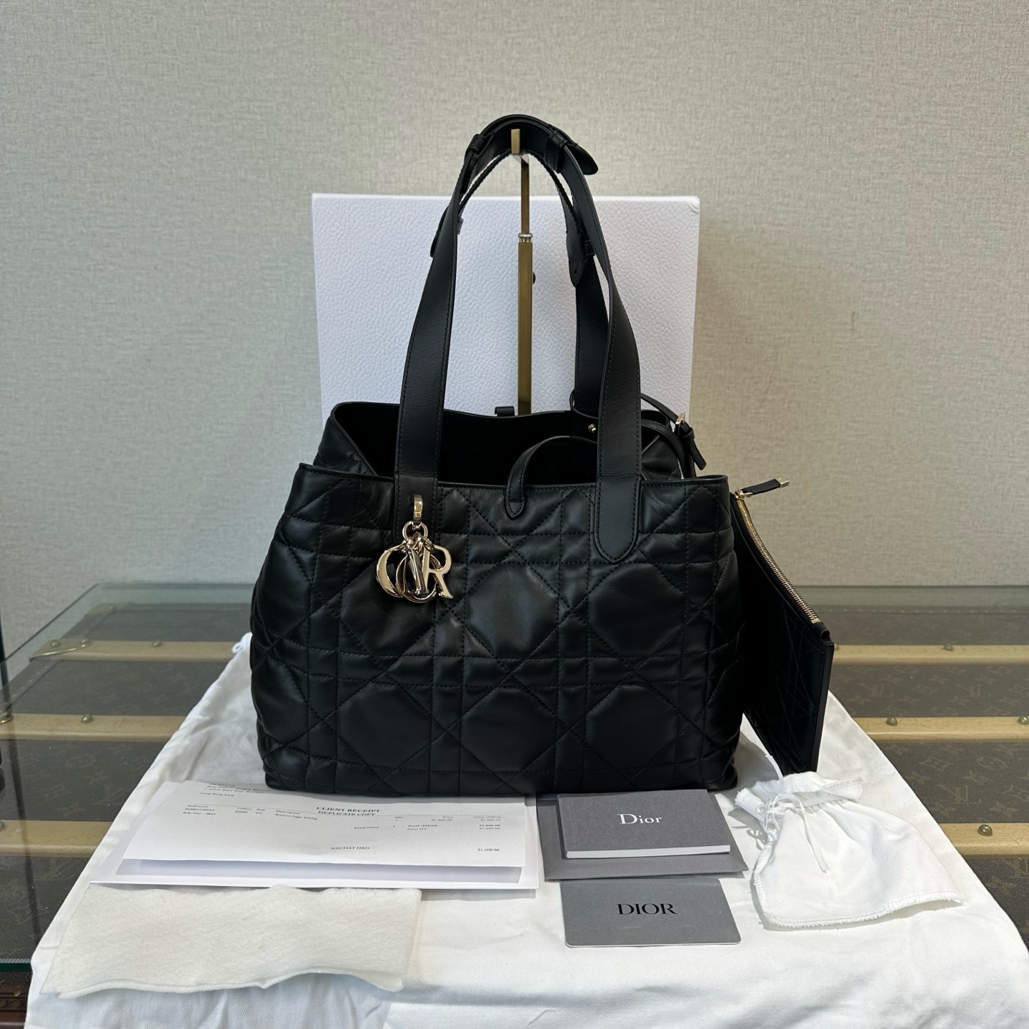 99新 DIOR/迪奥 黑金Toujours中号手提单肩托特包 11554