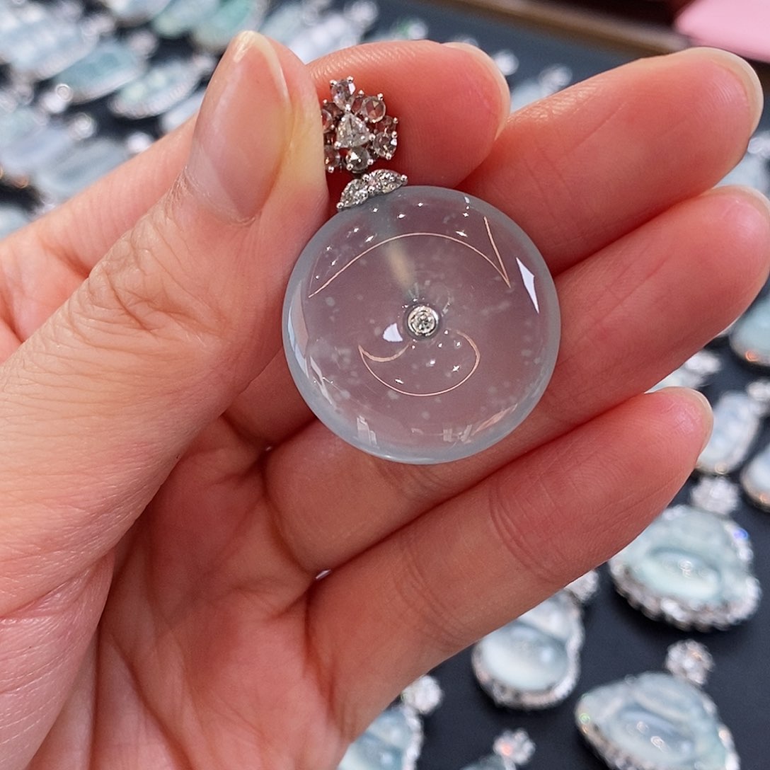 翡翠颈饰未镶嵌天然缅甸翡翠平安扣吊坠