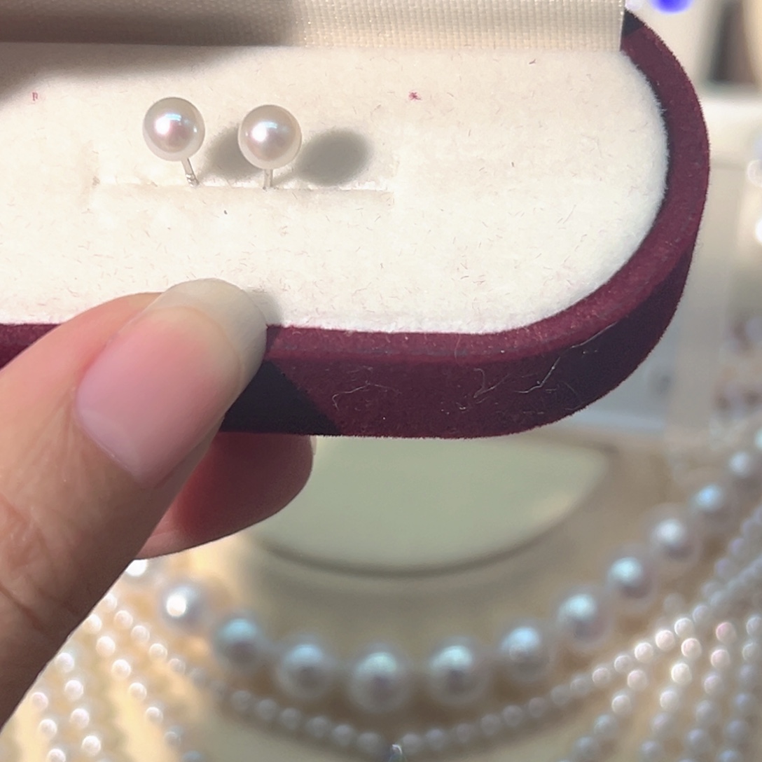 5到6MM正圆极光珍珠淡水珍珠银S925镶嵌