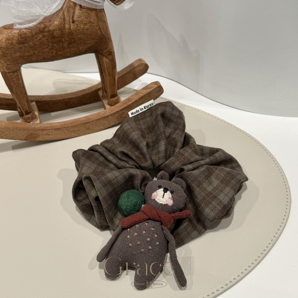 「汉南洞围巾小熊」韩国25秋冬百搭发绳发圈肠圈丸子头