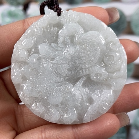 翡翠颈饰未镶嵌龙凤呈祥两面工福利