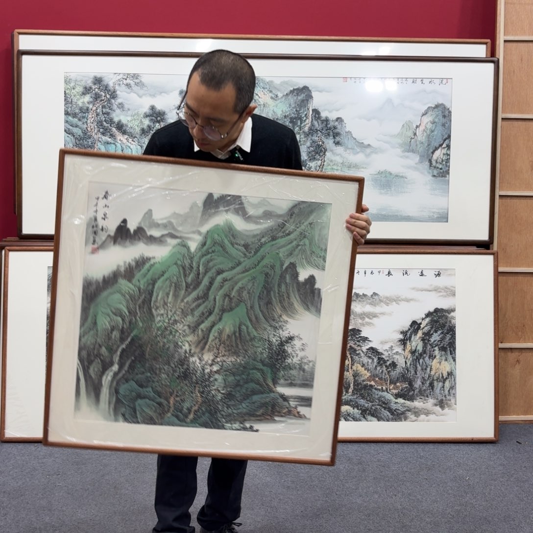 国画带框绘画80/80尺寸