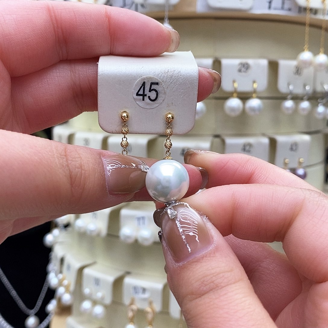 淡水珍珠耳饰18K金镶嵌