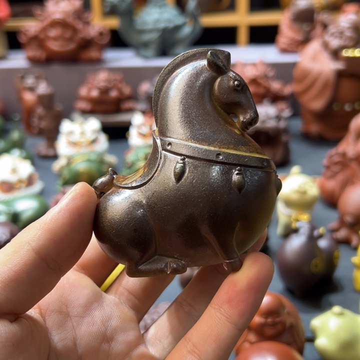 紫砂茶宠柴烧工艺紫砂唐马