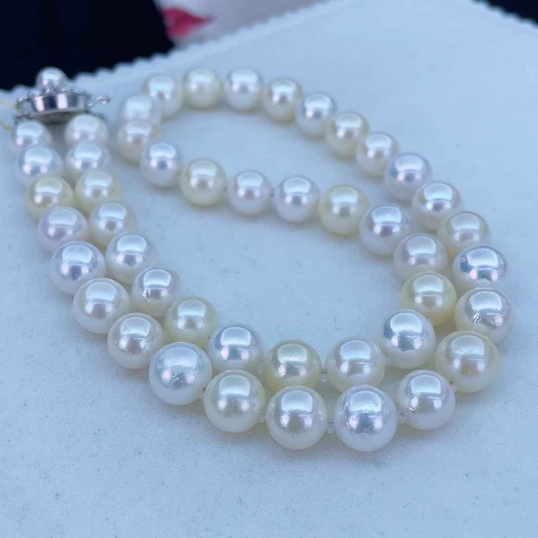 海水珍珠项链合金73号8.0一9.0