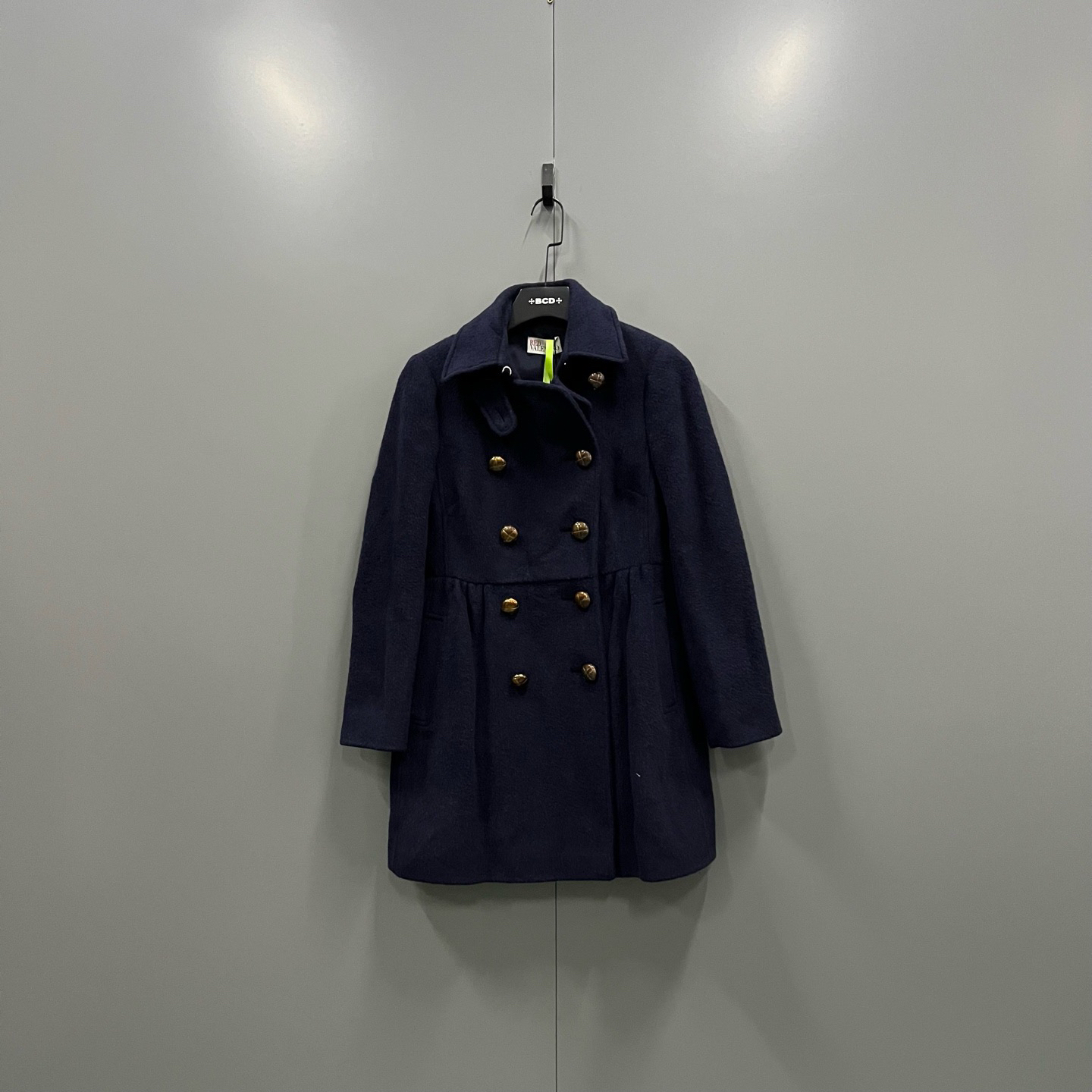 99新 Valentino/华伦天奴 tt15 藏青色双排扣大衣 38码/608481