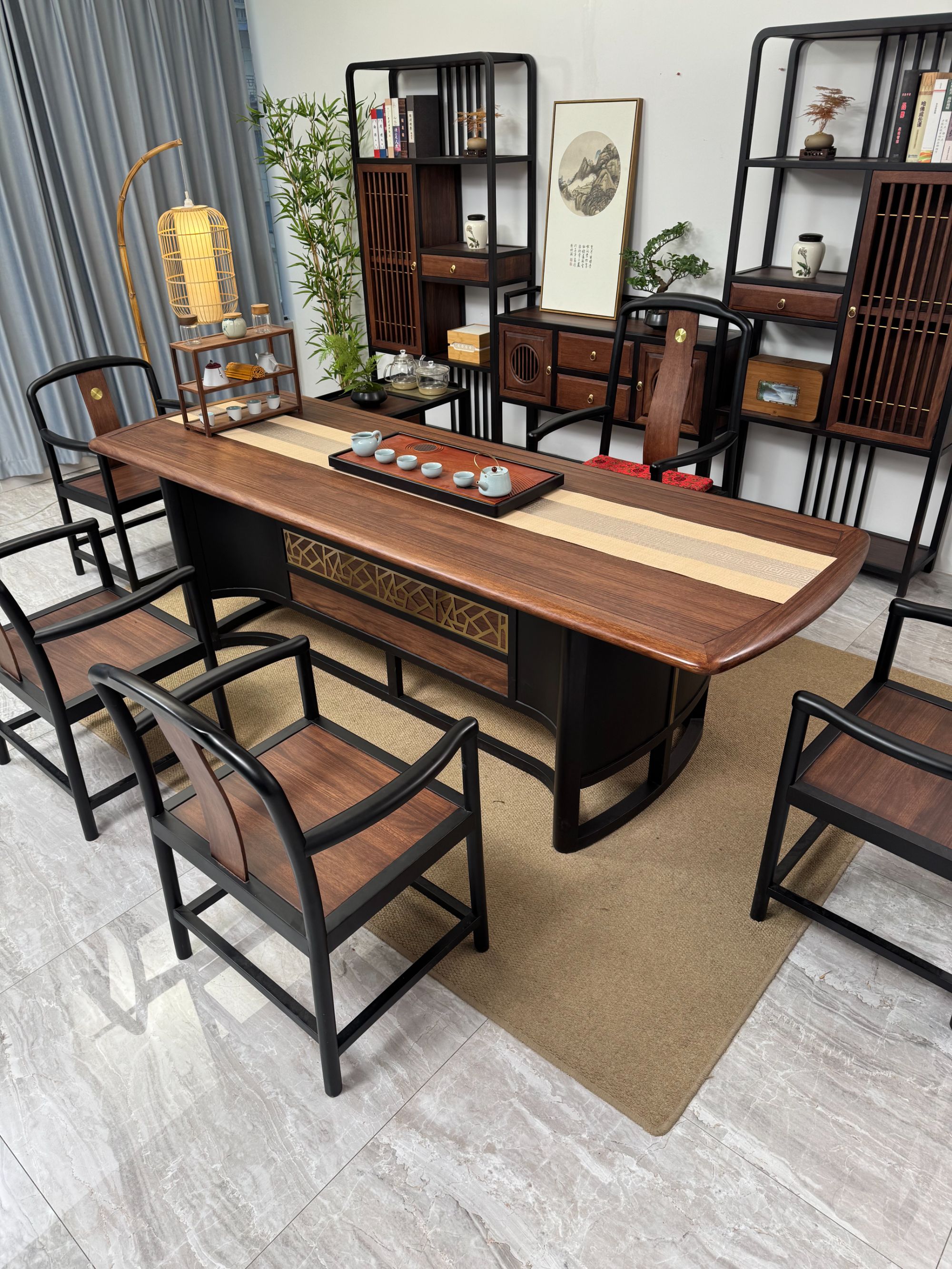 【专属链接】新中式茶桌实木泡茶桌禅意茶台家用办公室两用茶桌椅