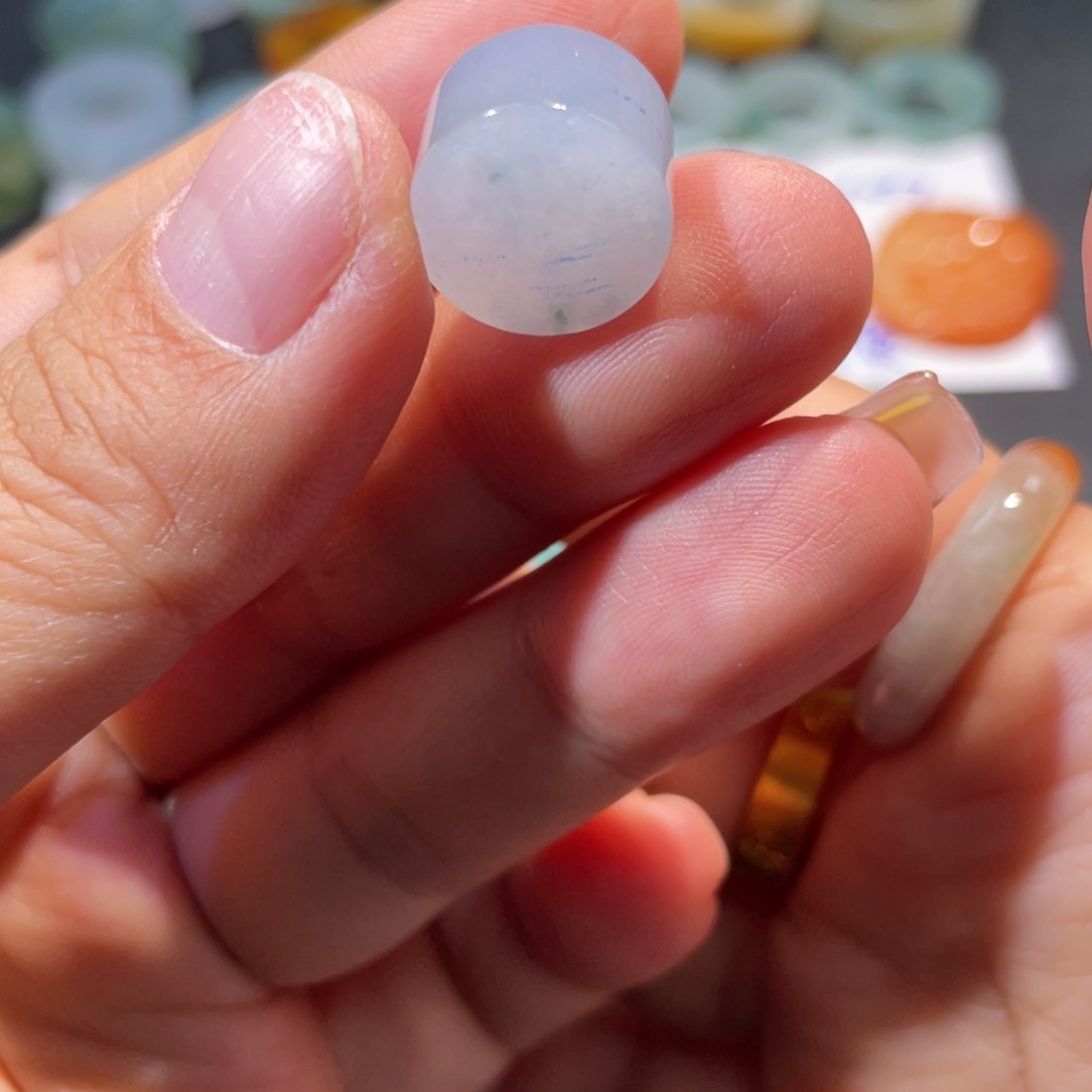 定制翡翠未镶嵌天然翡翠冰紫一对扣子