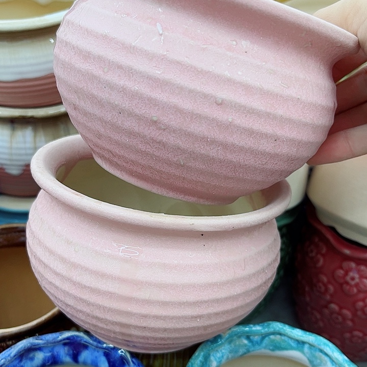 多肉绿植陶瓷花盆9.9包邮，有孔