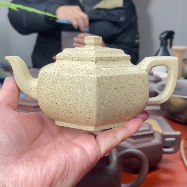茶壶紫砂原矿无添加手磨料墨绿泥六方雪华