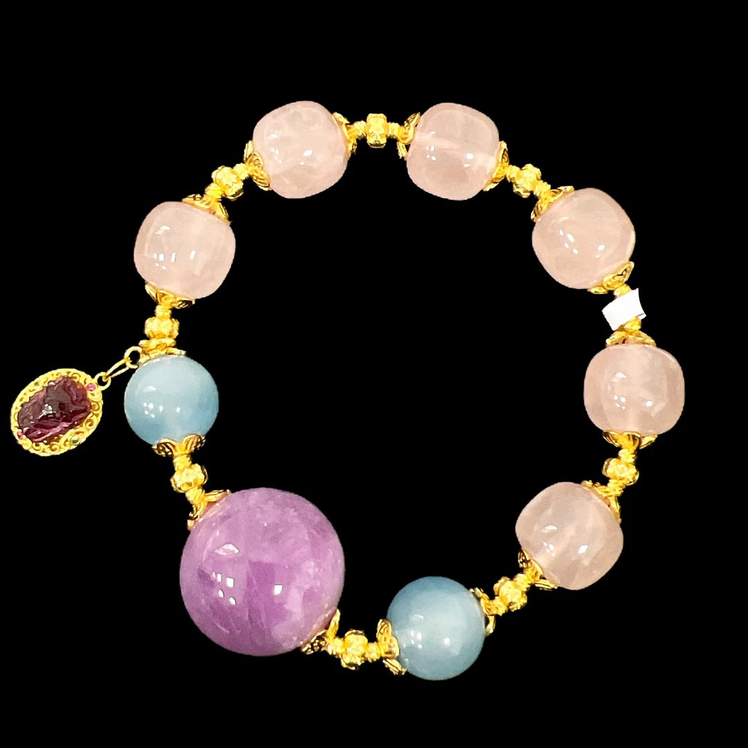 2654-粉水晶手串孤品