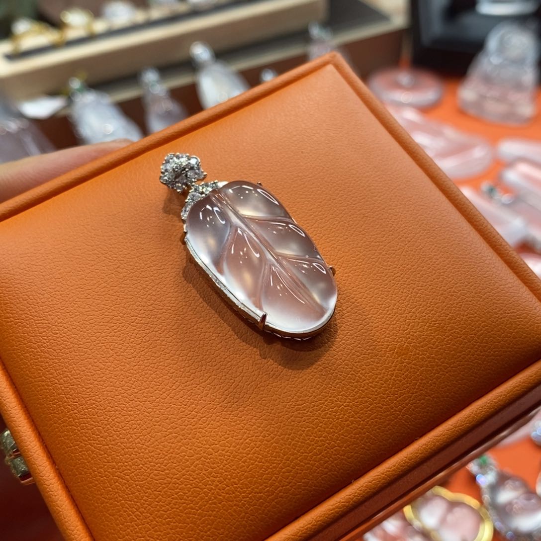 石英质玉吊坠银S925镶嵌