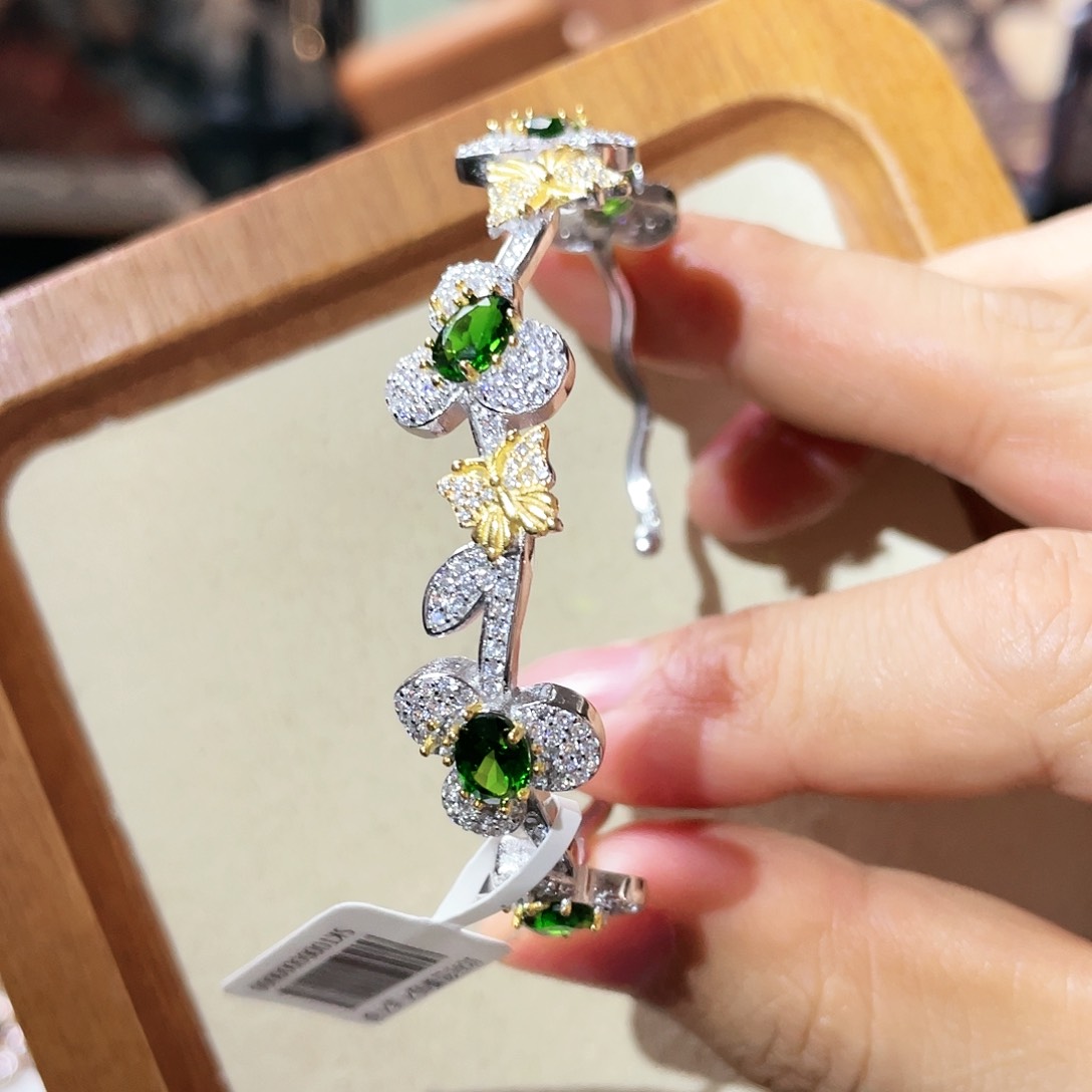 透辉石手镯银S925镶嵌