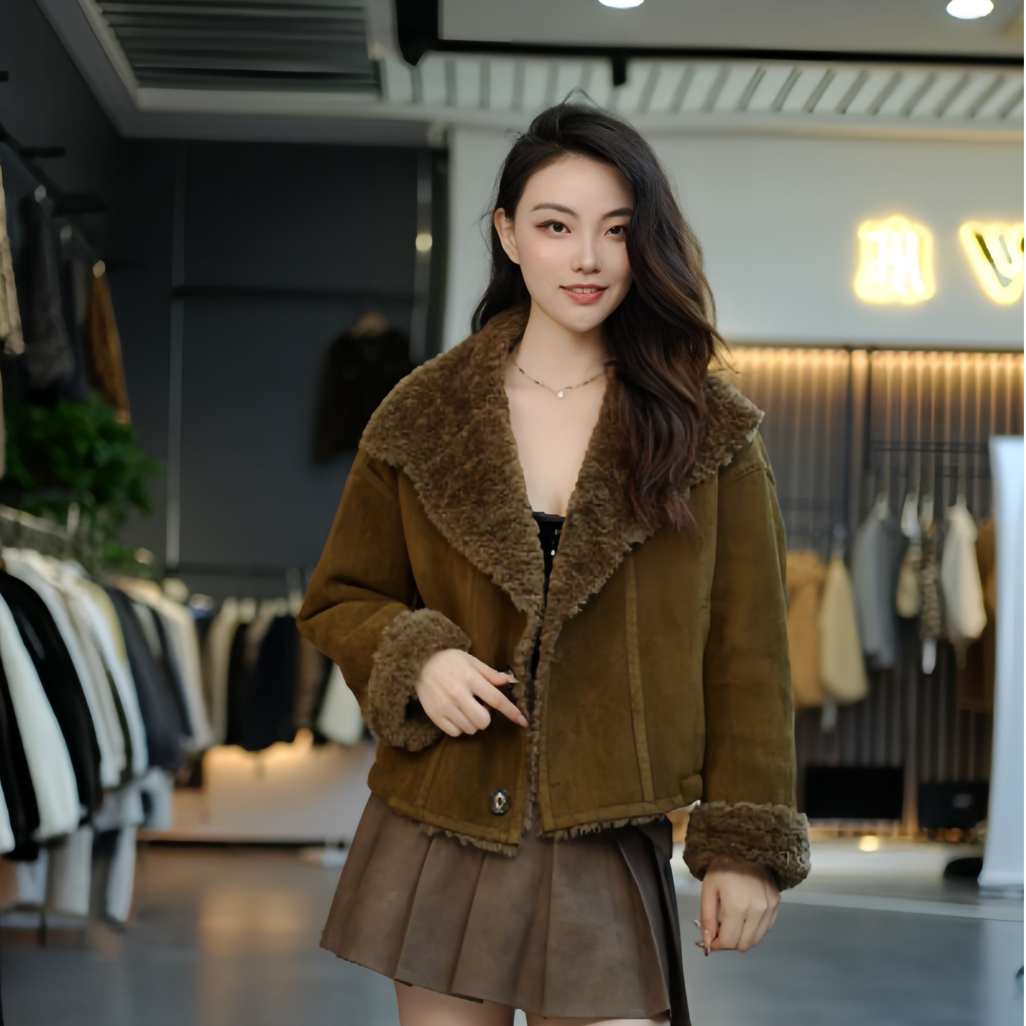 陈陈专属【双面双穿】羊毛翻领时尚女式冬季外套保暖显瘦宽松Y29802