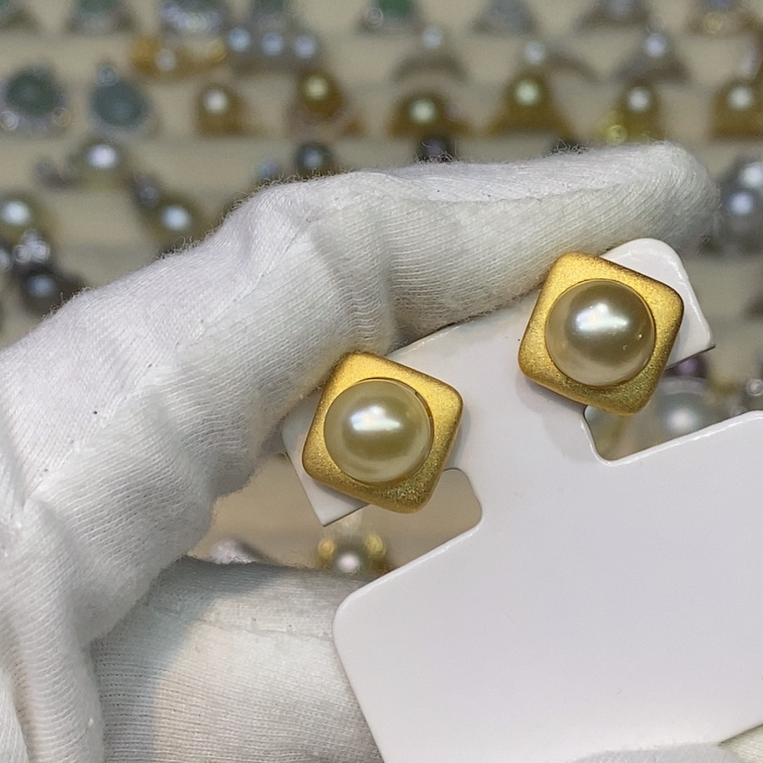 耳饰银S925镶嵌海水珍珠