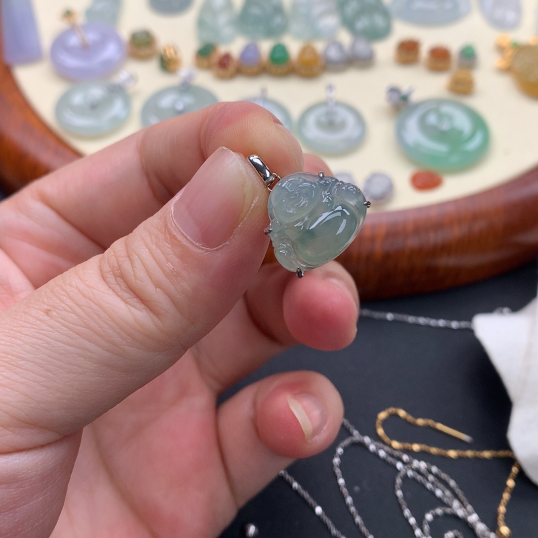 颈饰银S925镶嵌翡翠翡翠佛公