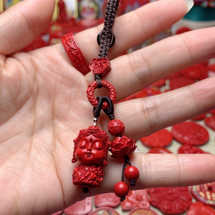 天然辰砂工艺品朱砂钥匙扣
