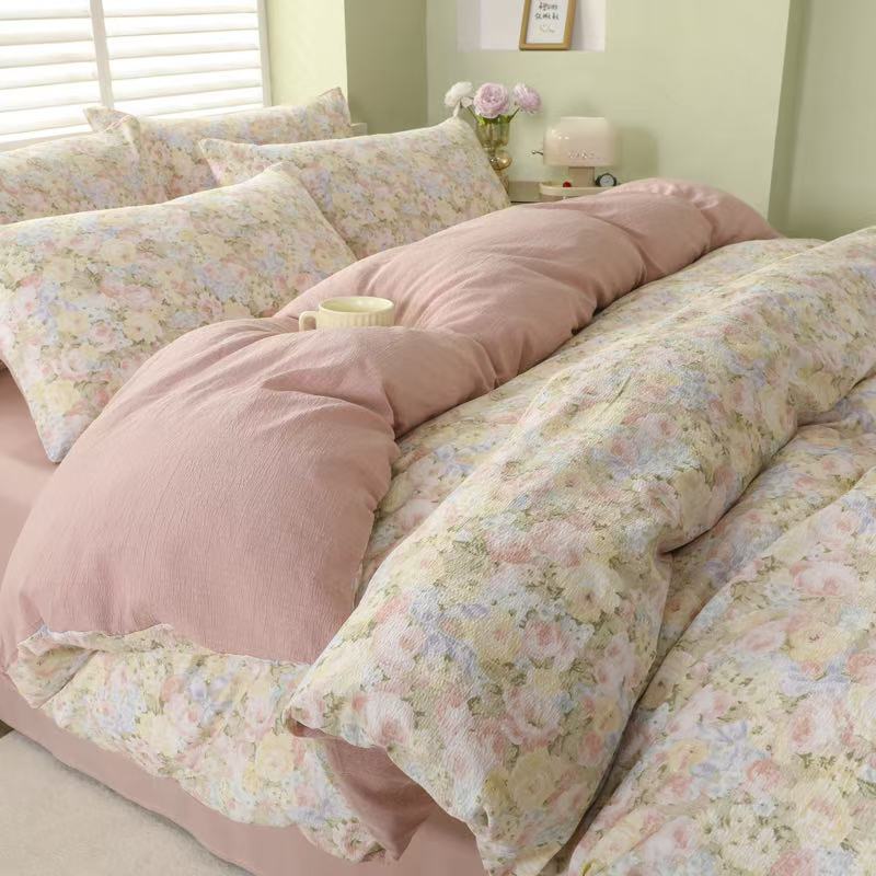 【半岛红茶】有氧提花双层纱韩版碎花柔软透气四件套