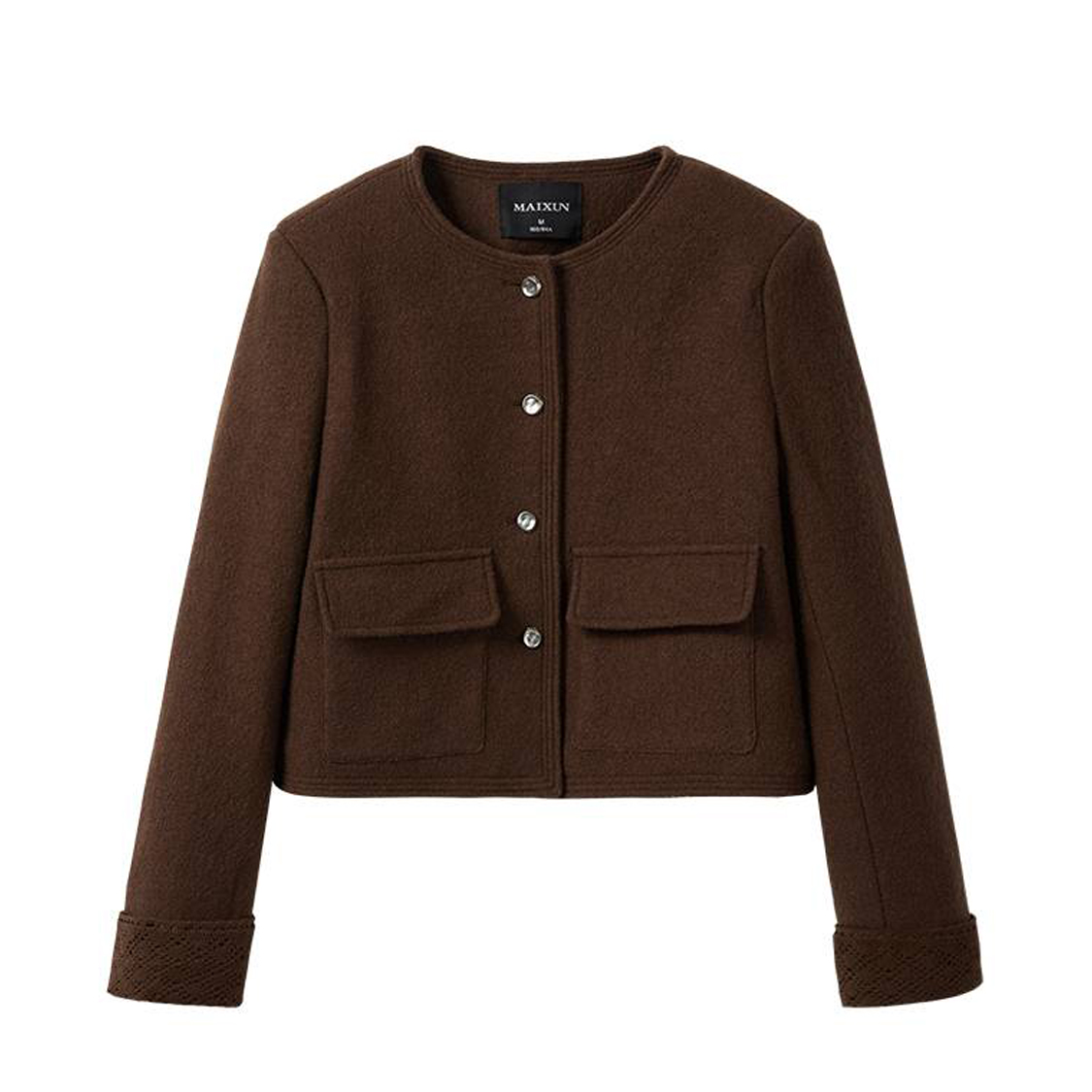 WASYS04A麦寻2025冬装新款通勤百搭圆领短款外套时尚百搭气质女装