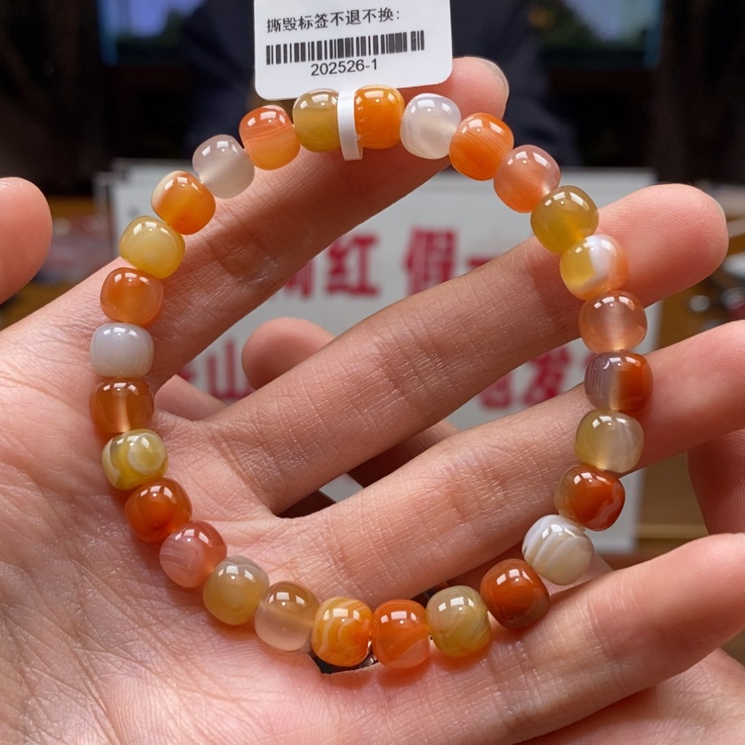 南红玛瑙串未镶嵌7.6mm多宝