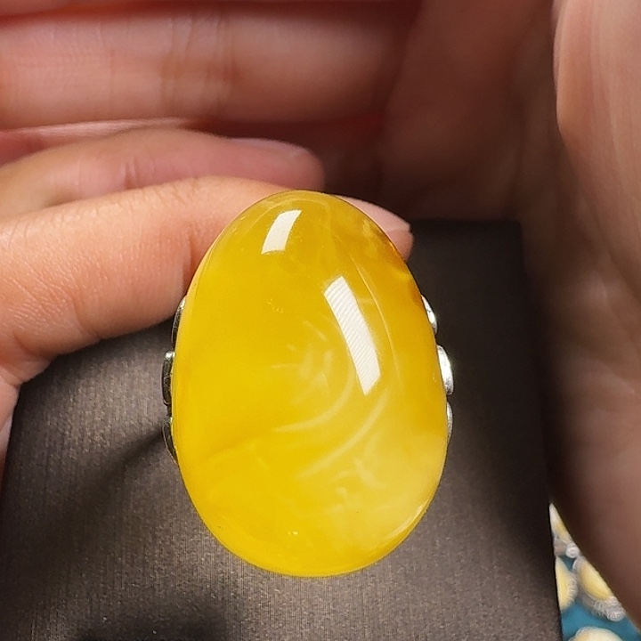 蜜蜡银S925镶嵌戒指戒指