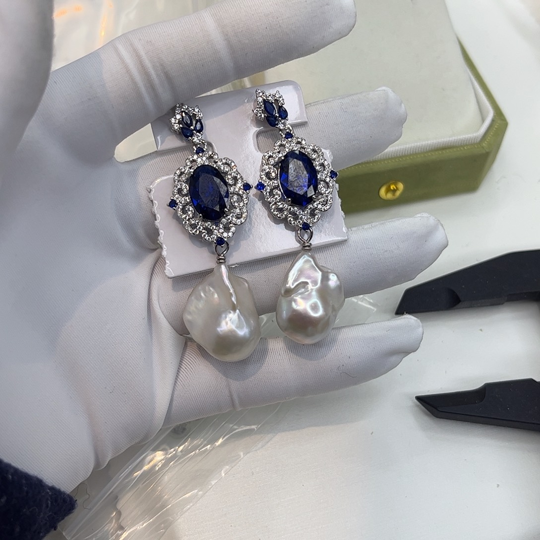 合金淡水珍珠耳饰