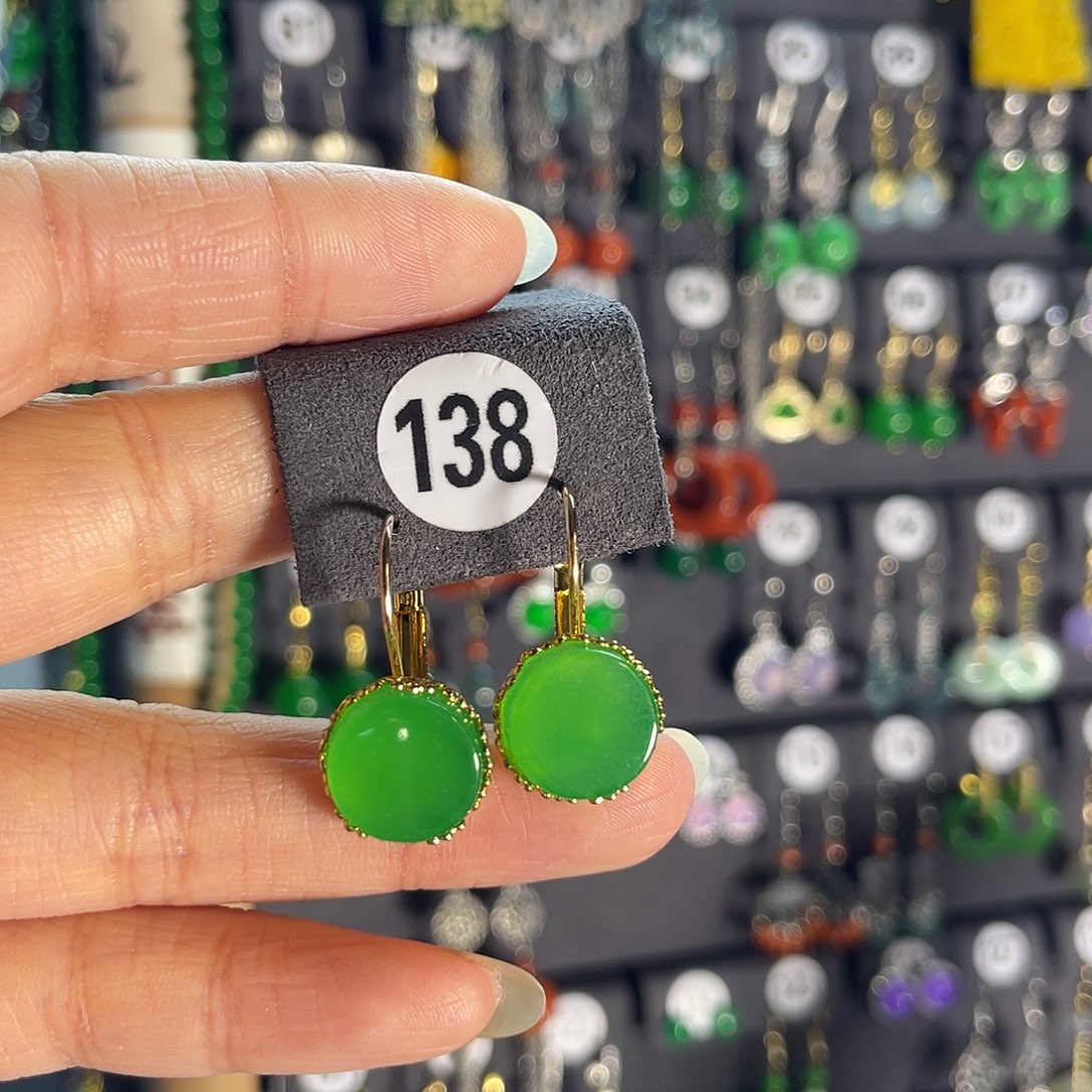 翡翠银S925镶嵌耳饰138