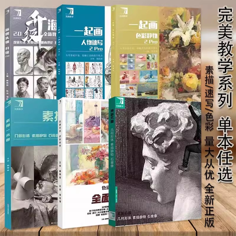 【直播专享价】完美教学美术系列素描一本通素描头像8S几何形体141
