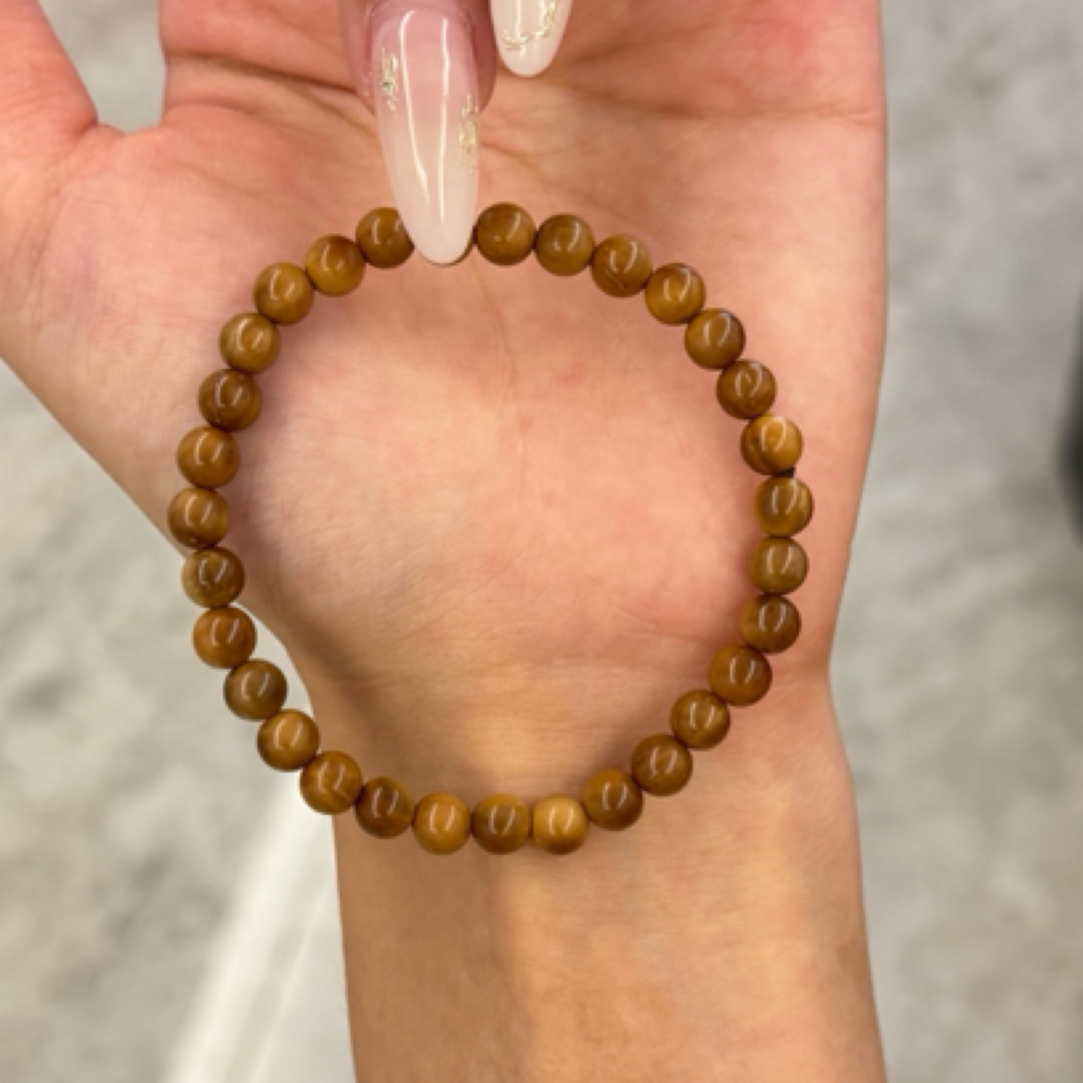 库克卡6规格单圈圆珠手串（库克天然自带有粽眼棕线）