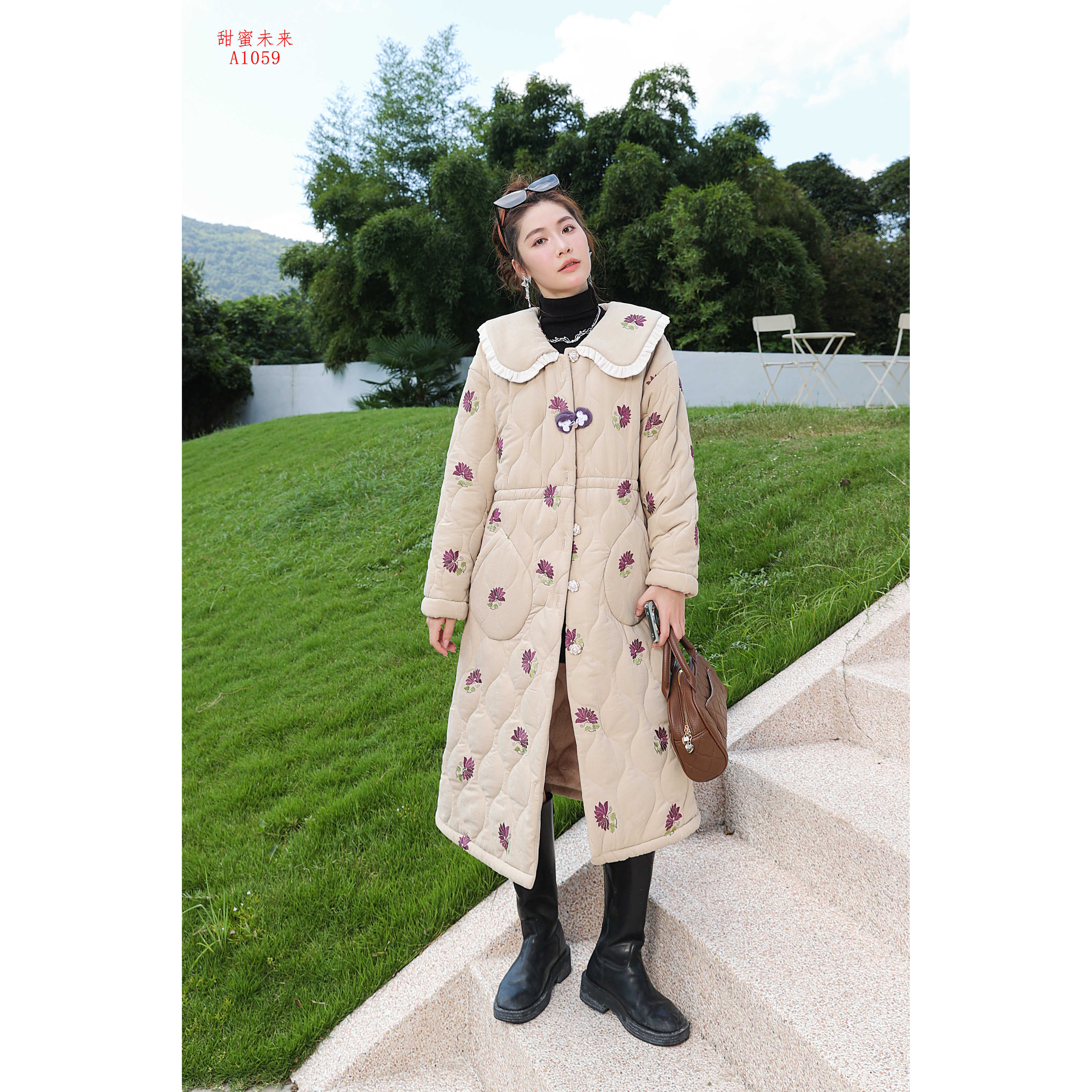 A1059冬季加绒加厚套装可外穿家居服长款家居服
