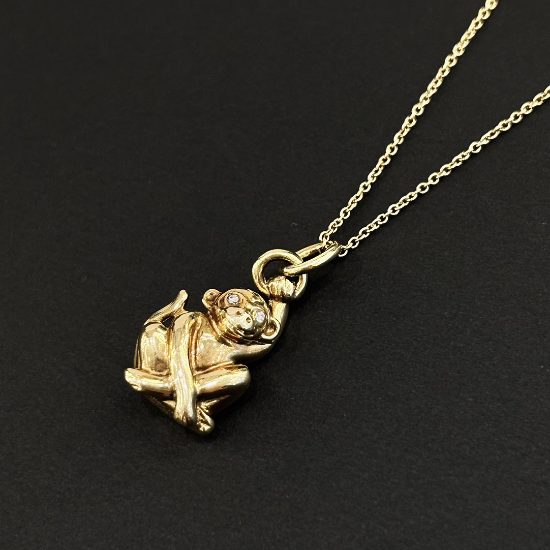 99新 Tiffany & Co./蒂芙尼 7姐专场/18K金 猴子吊坠 项链