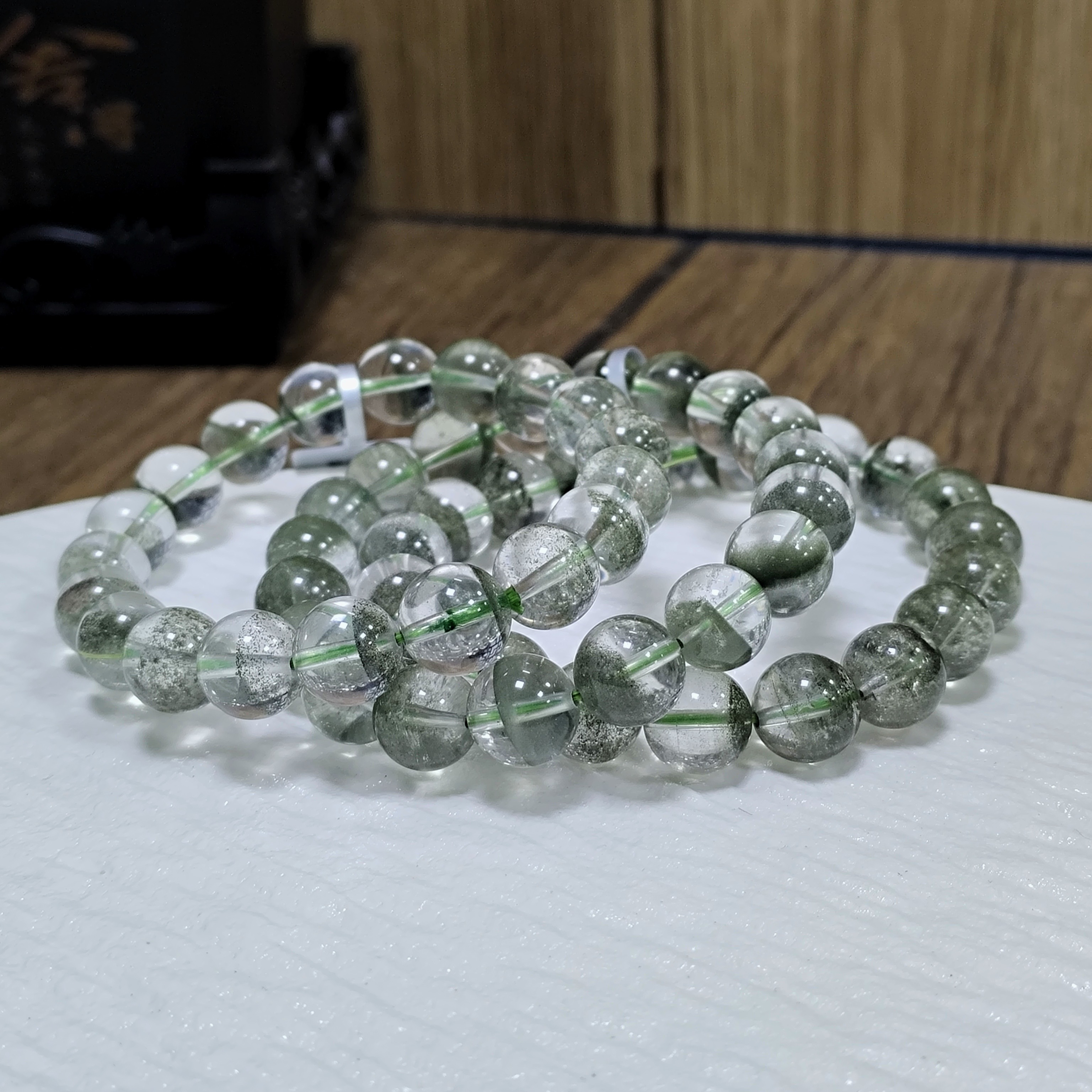 【拾晶轩】天然绿幽灵千层满天星手链 约10mm 多样性发一件 1648BB