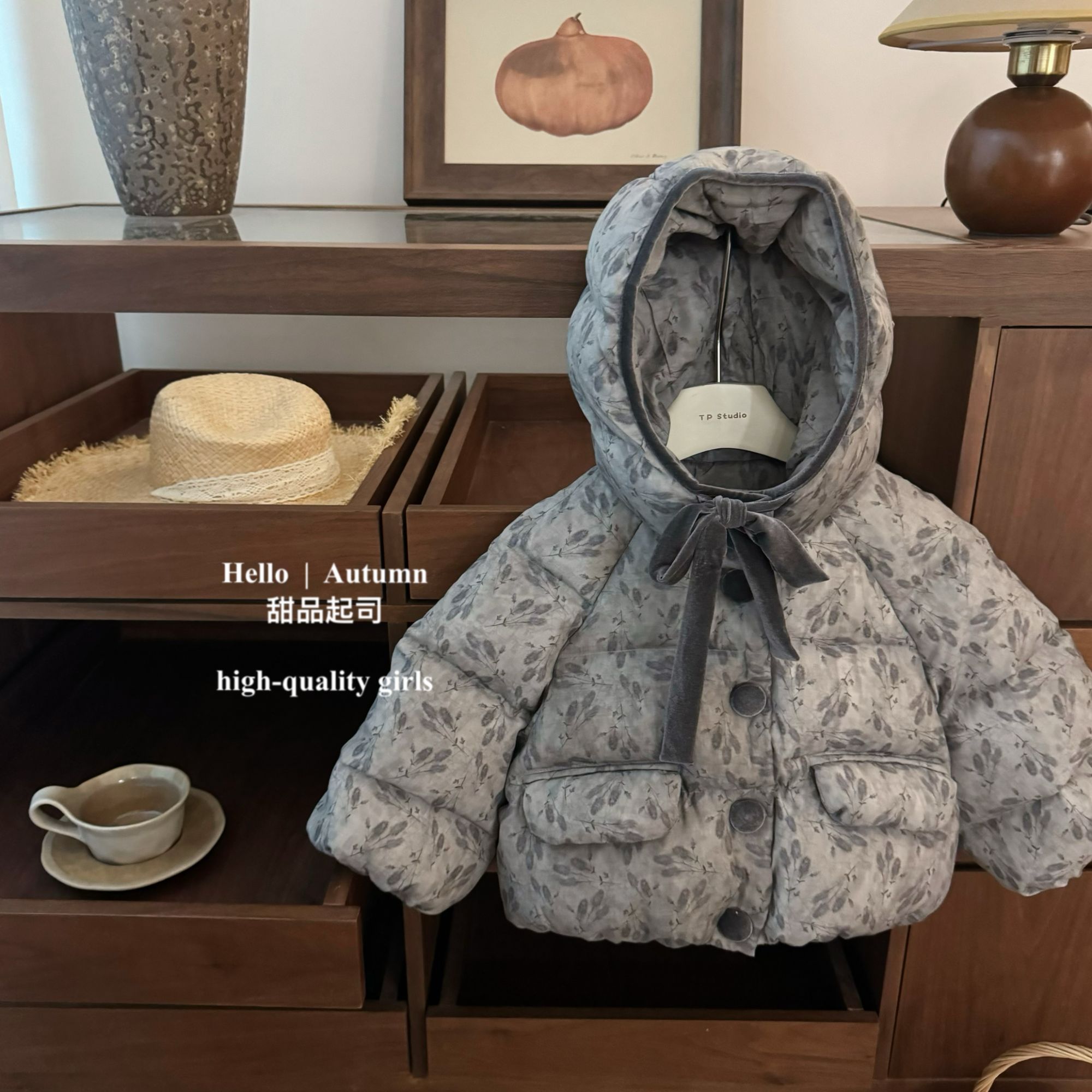 【甜品起司】水墨画！韩系女童棉服冬季新品韩系洋气加厚保暖外套