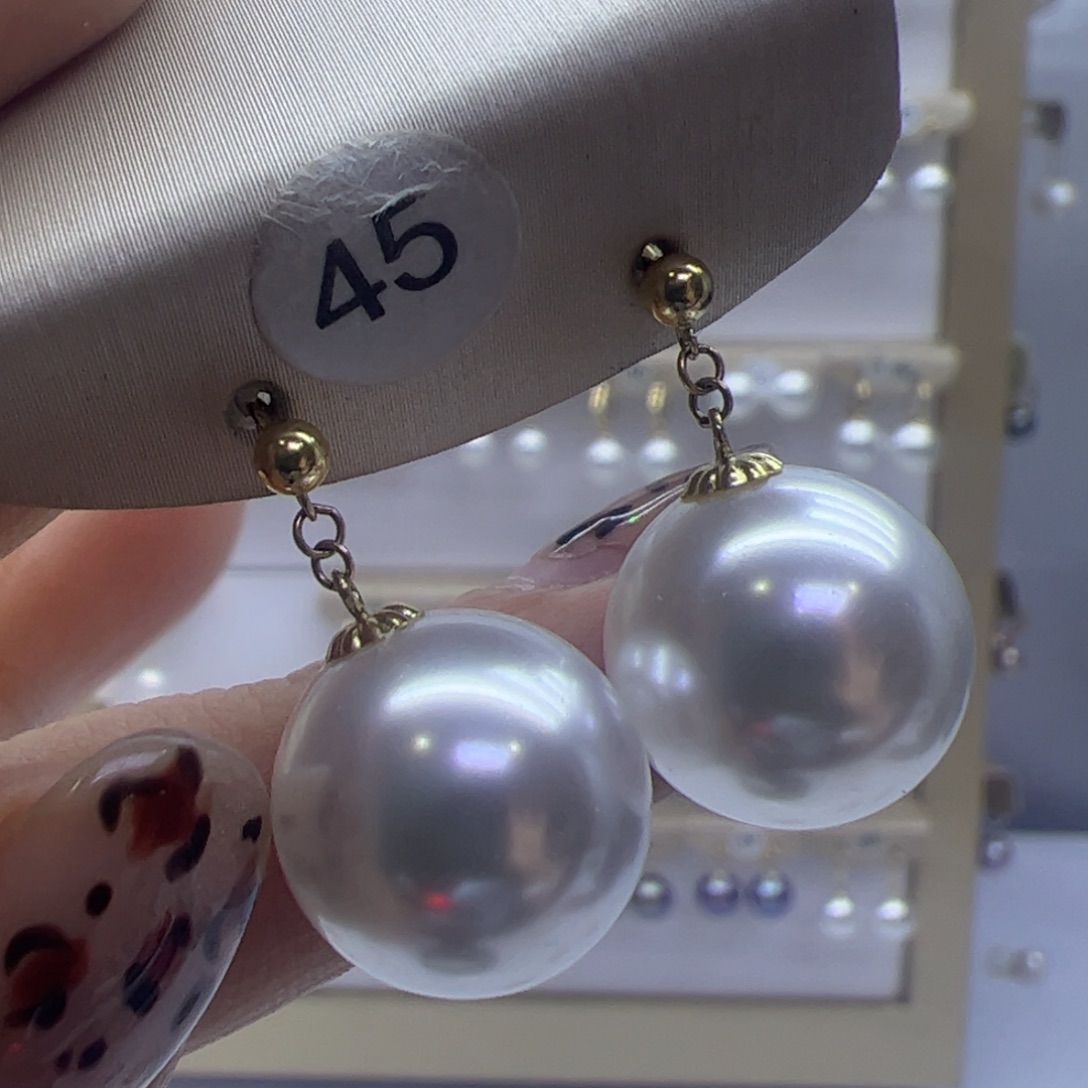 淡水珍珠耳饰18K金镶嵌