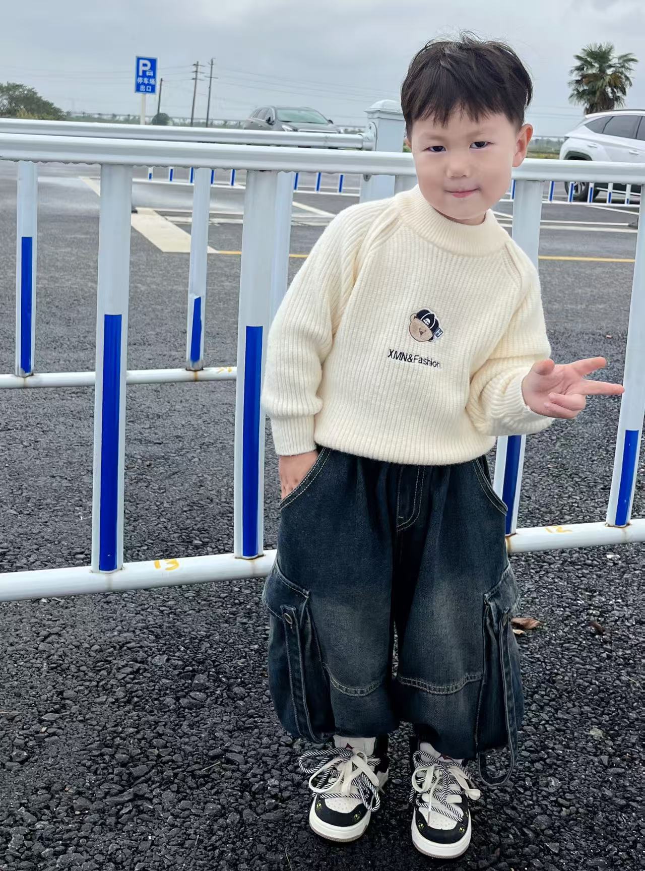 高端定制秋冬季韩系洋气保暖加厚毛衣男童女童百搭针织衫毛衣2436