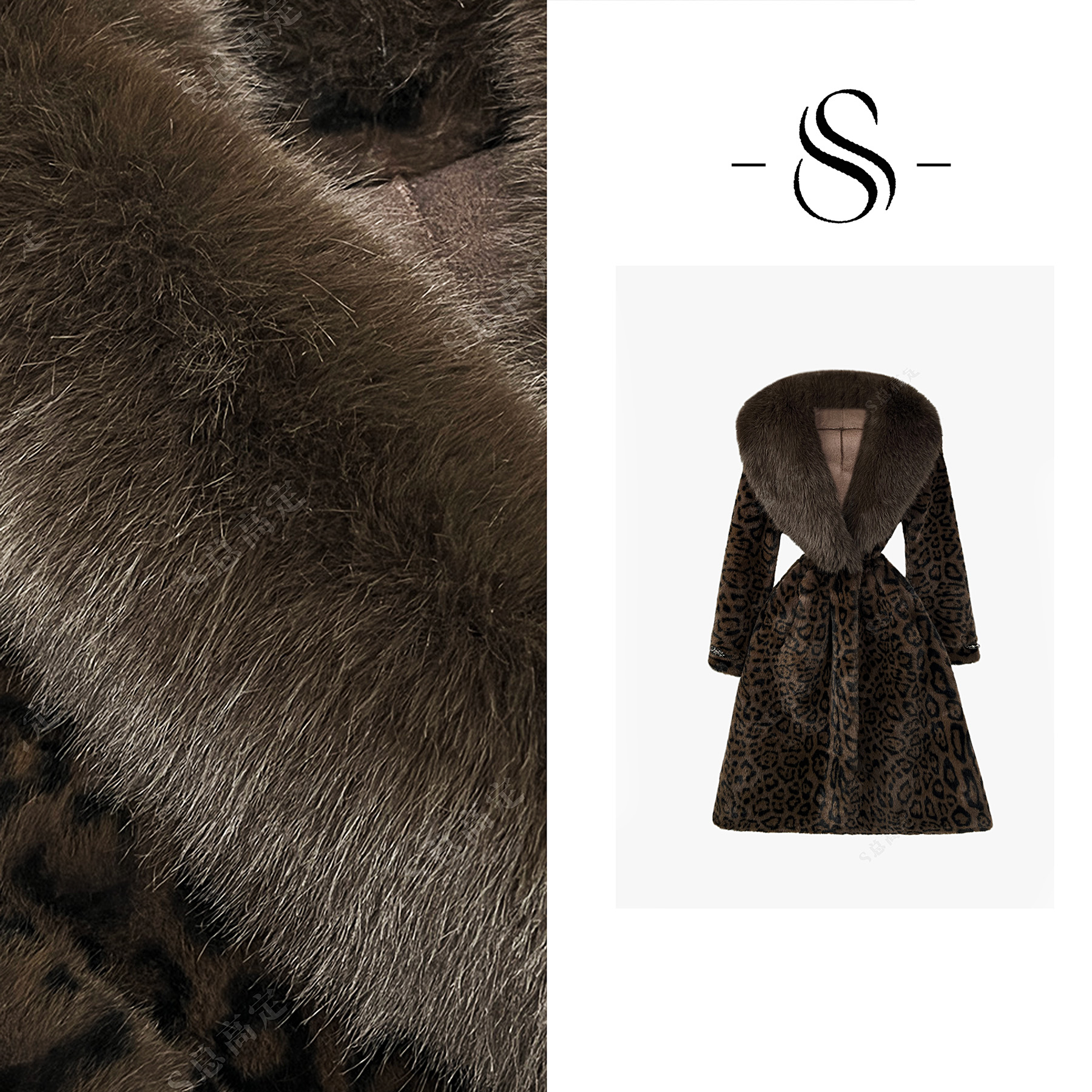 【妮妮】欧式高级重工美拉德豹纹时尚气质显瘦保暖外套D0219