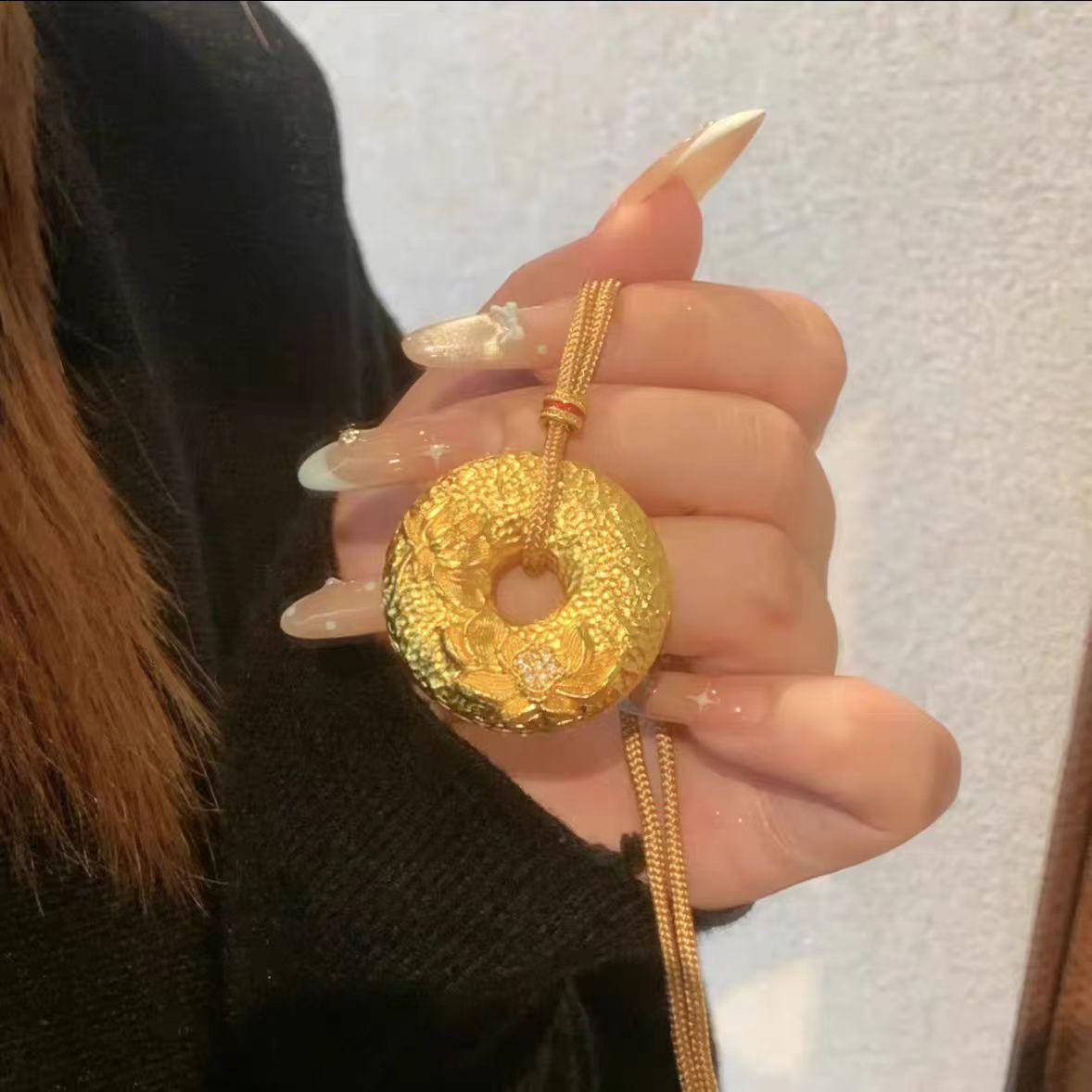 铜合金吊坠 铜合金好事发生钱币项链中式复古风平安扣项链