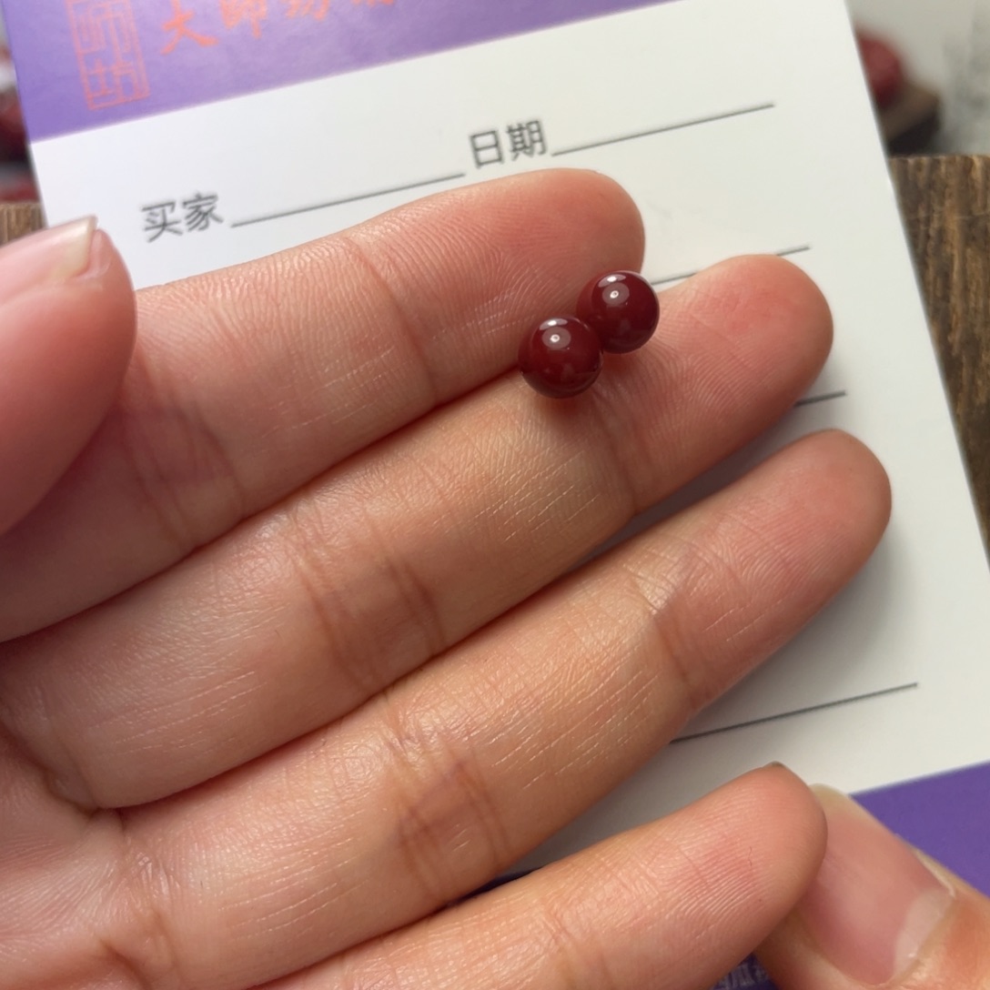 南红玛瑙耳钉18K金镶嵌