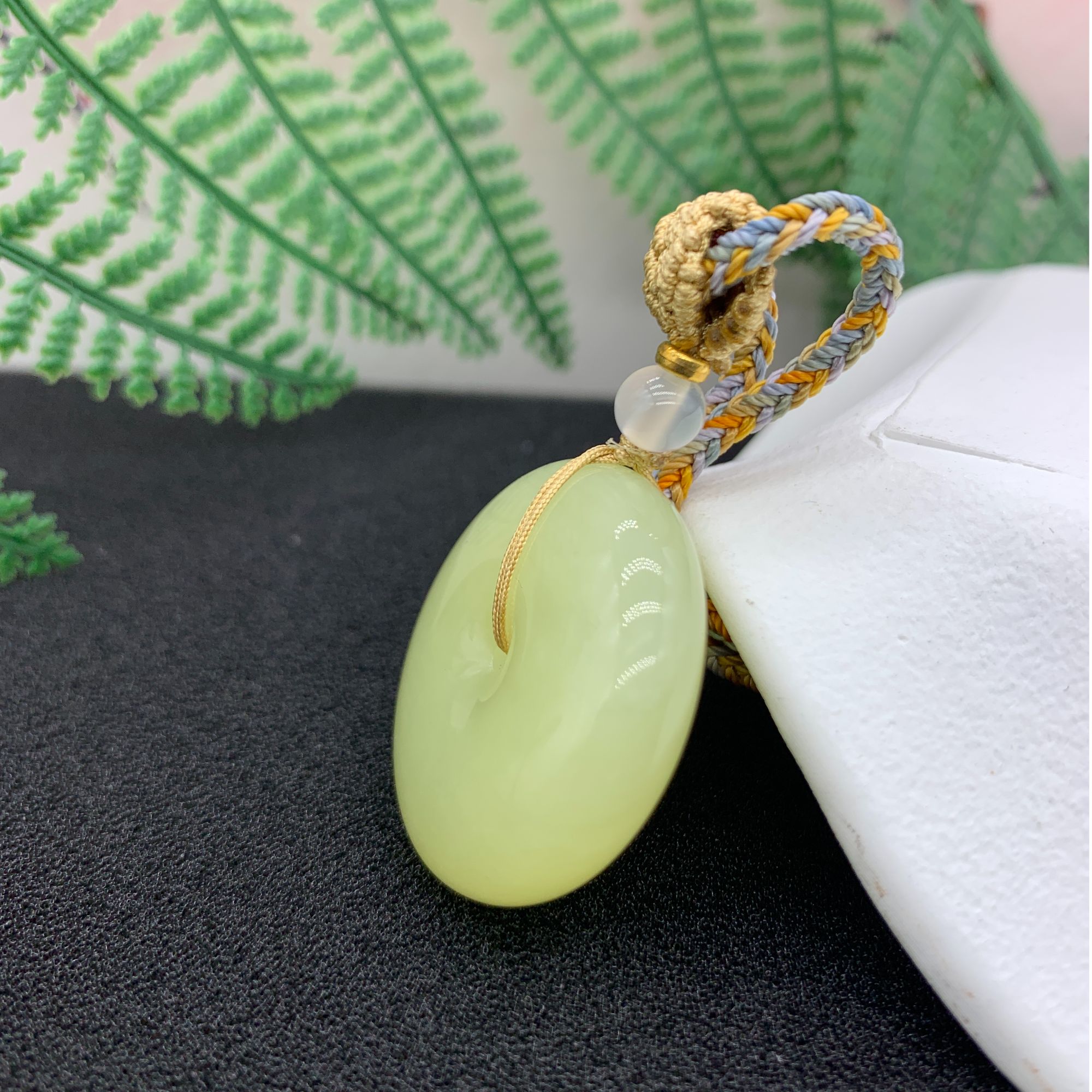 一万说/1921和田玉黄玉平安扣吊坠32*10-XZC1