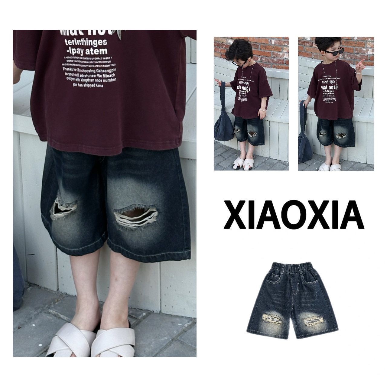 XXJ 2015 警戒线【撕边膝甲】个性特色破洞牛仔裤