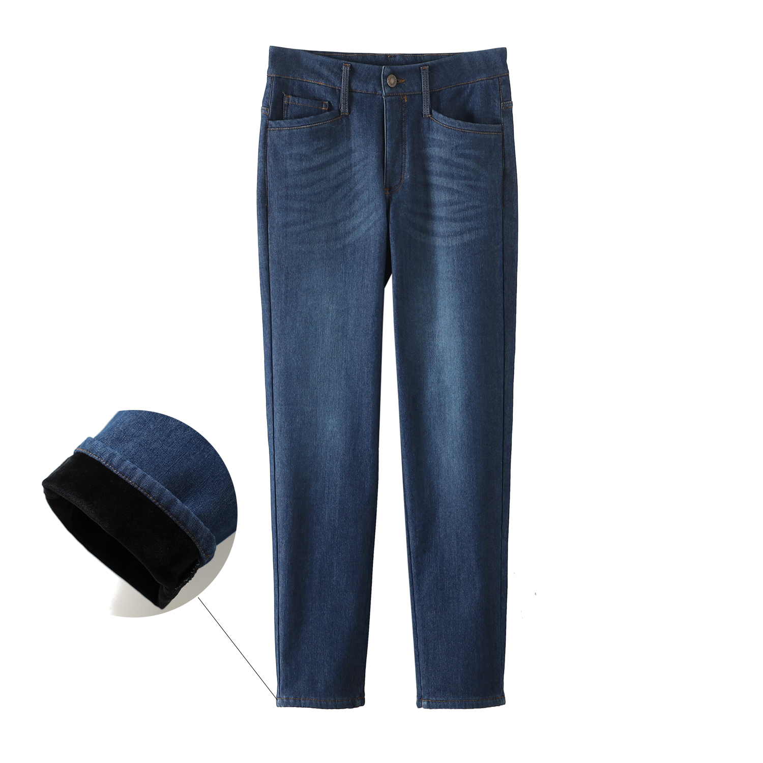 一条过冬！三层复合防风面料加绒加厚！女日系休闲百搭保暖牛仔裤