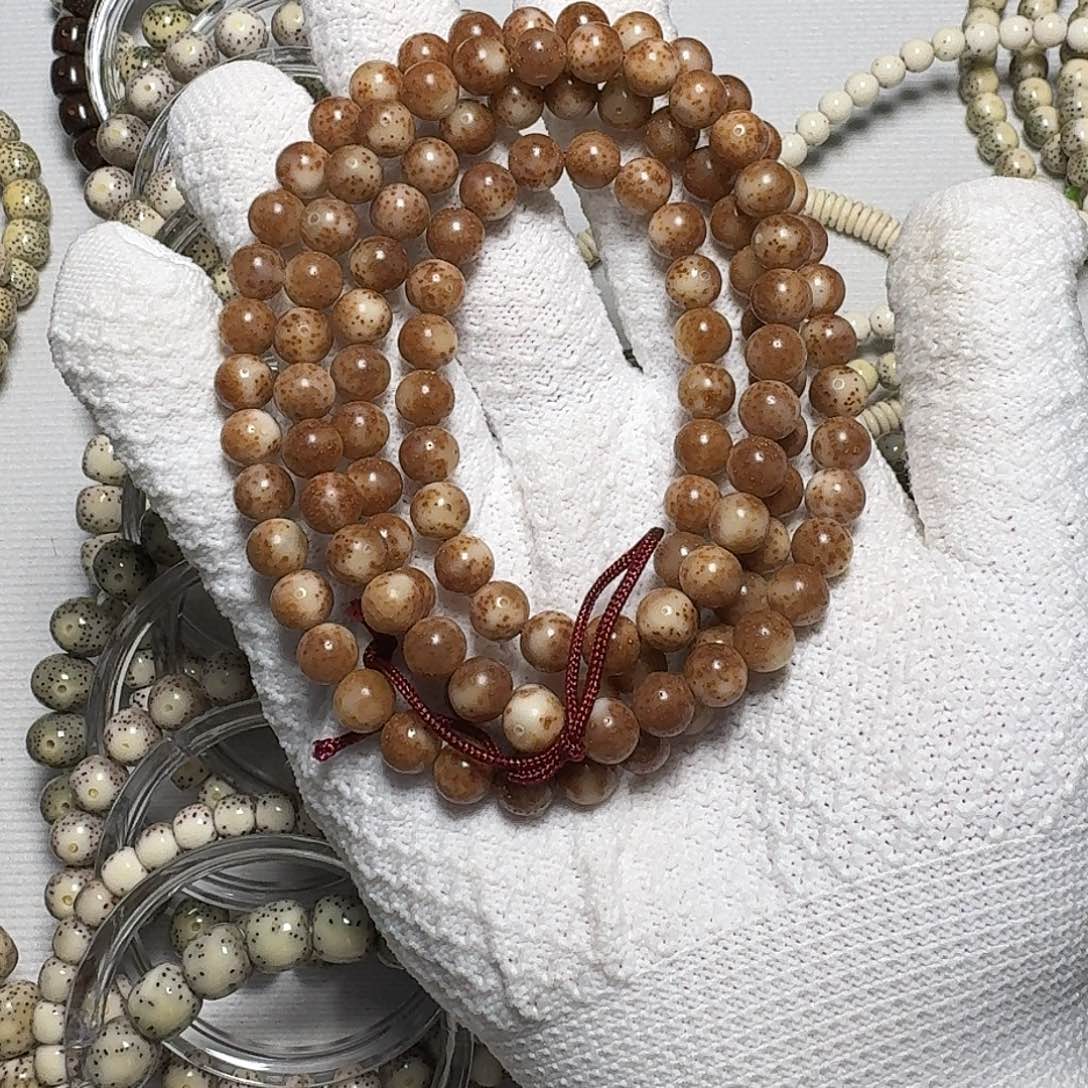 宏***林手串星月菩提原生态粉冰玉化卡8圆珠脖挂